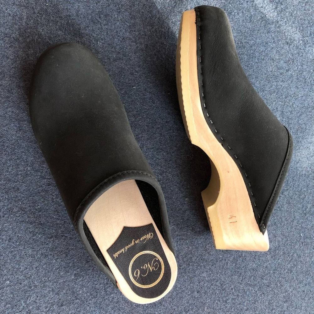 No. 6 Black Suede Clogs size 41 - New